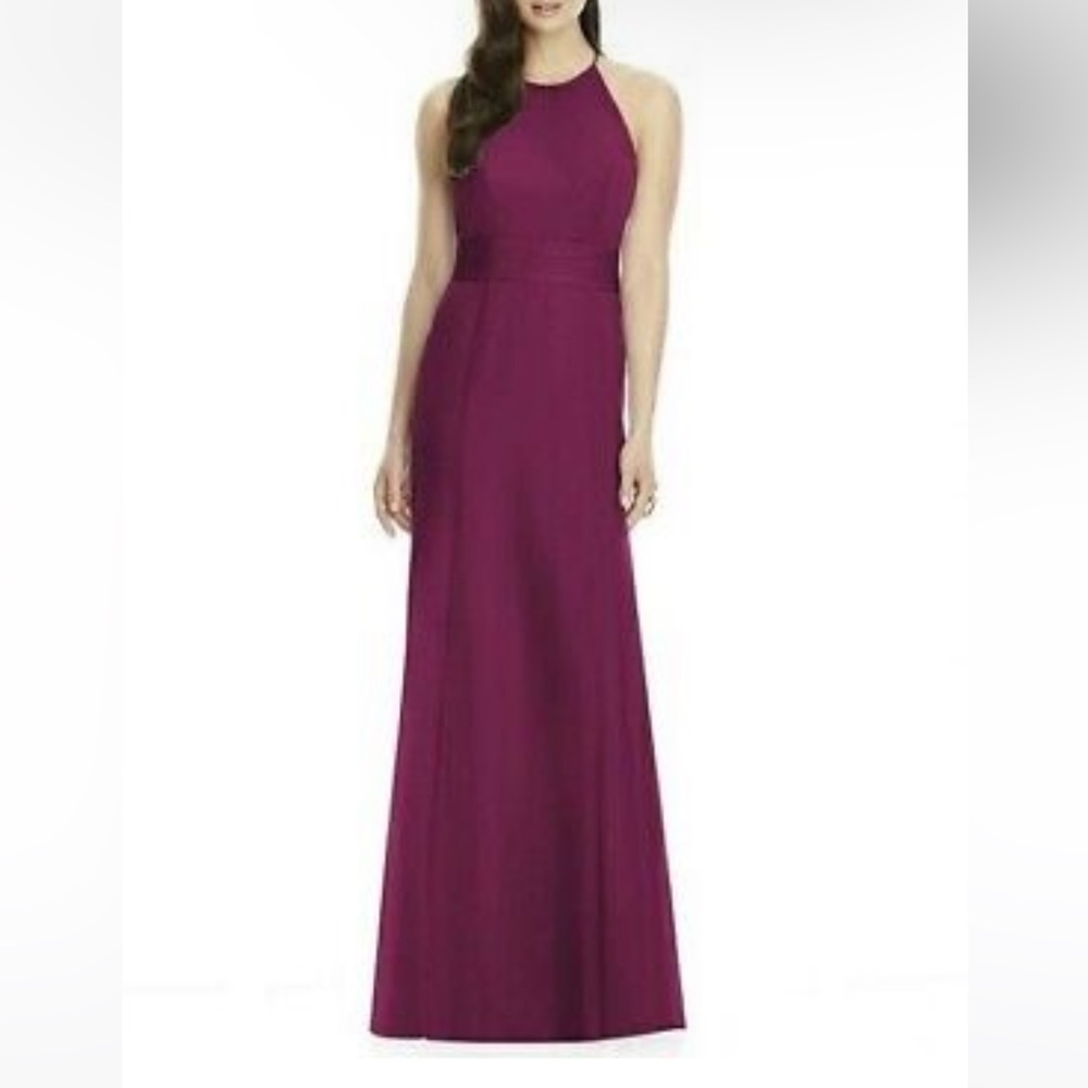 Luxury Chiffon Halter Triangle Floor Length Gown